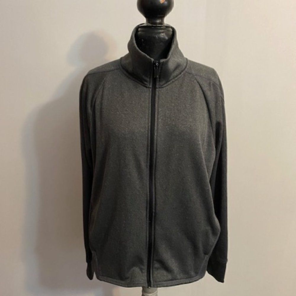 Champion C9 Gray/Black Herringbone print front zip fleece jacket, size XL
